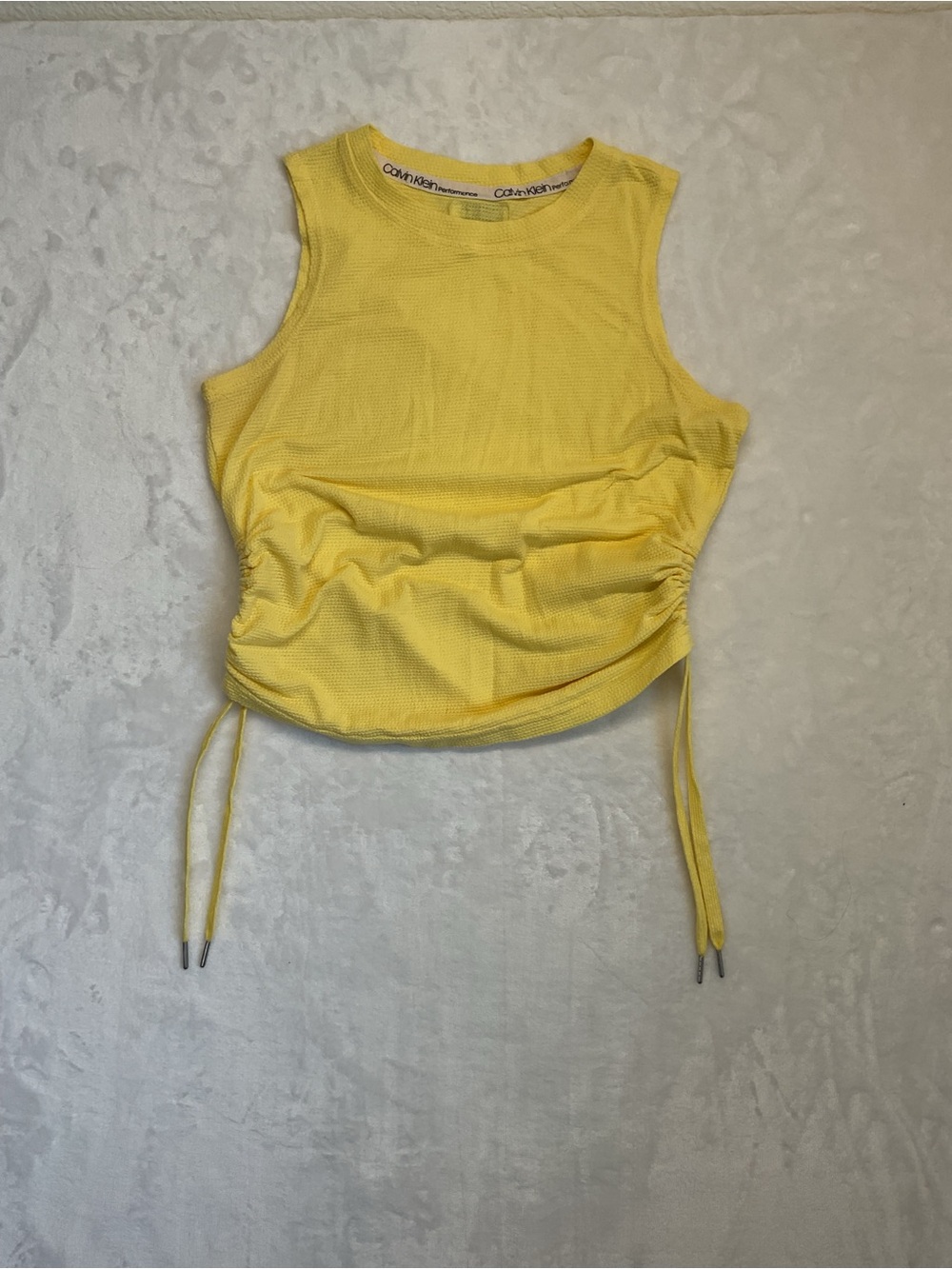 Calvin Klein Yellow Side-Ruche Tank with Tie